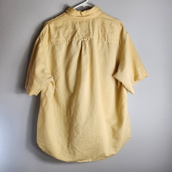 Columbia Mens Light Yellow Ramie/Cotton Short Sleeve Buttondown Shirt-Size L - Picture 5 of 8